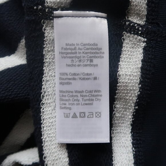 NWT J.Crew 100% Cotton Navy & Off White Striped Long Sleeve Pocket Tee Shirt L - Picture 7 of 8